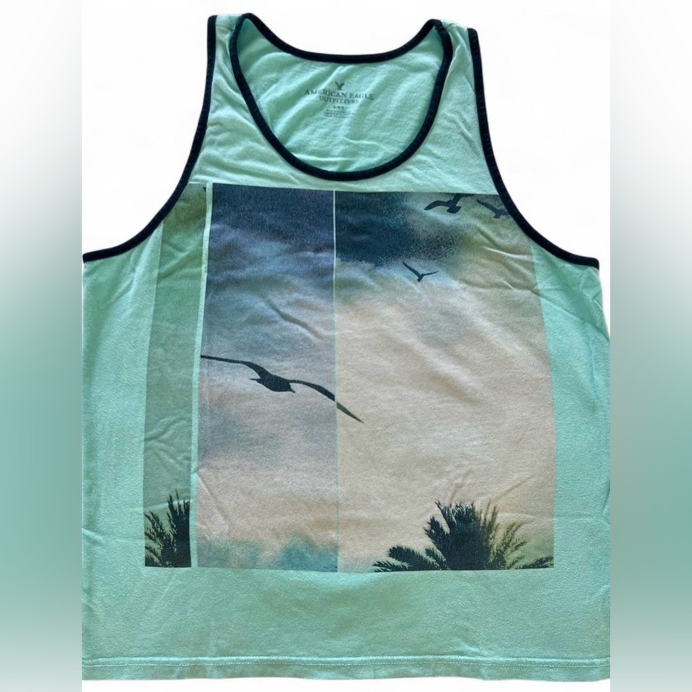 American Eagle Outfitters Green and Black Scenic Tank Top